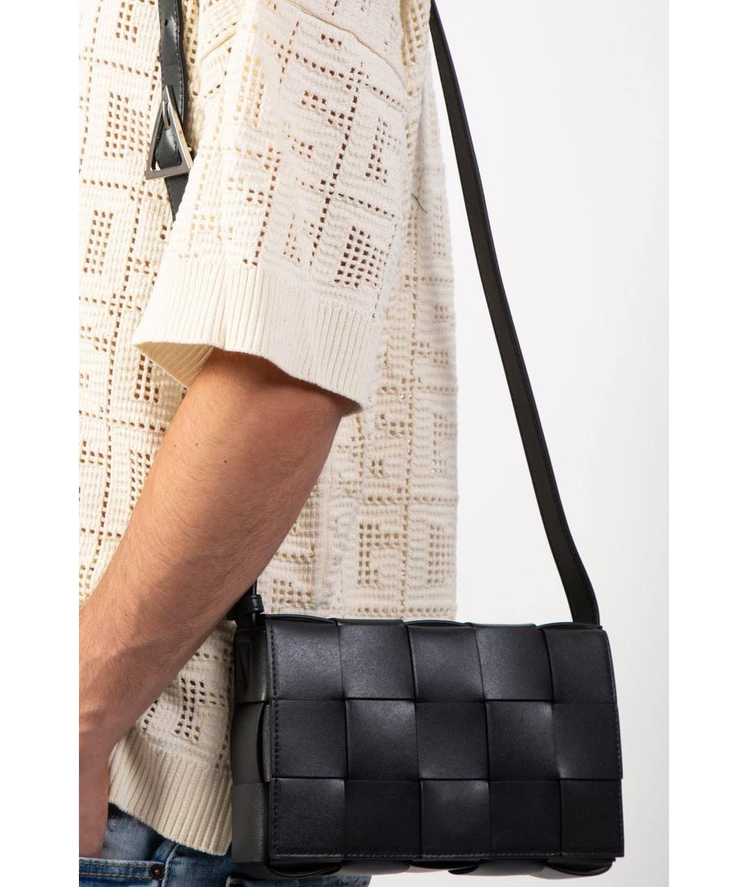 BOTTEGA VENETA Черная кожаная сумка через плечо, фото 3