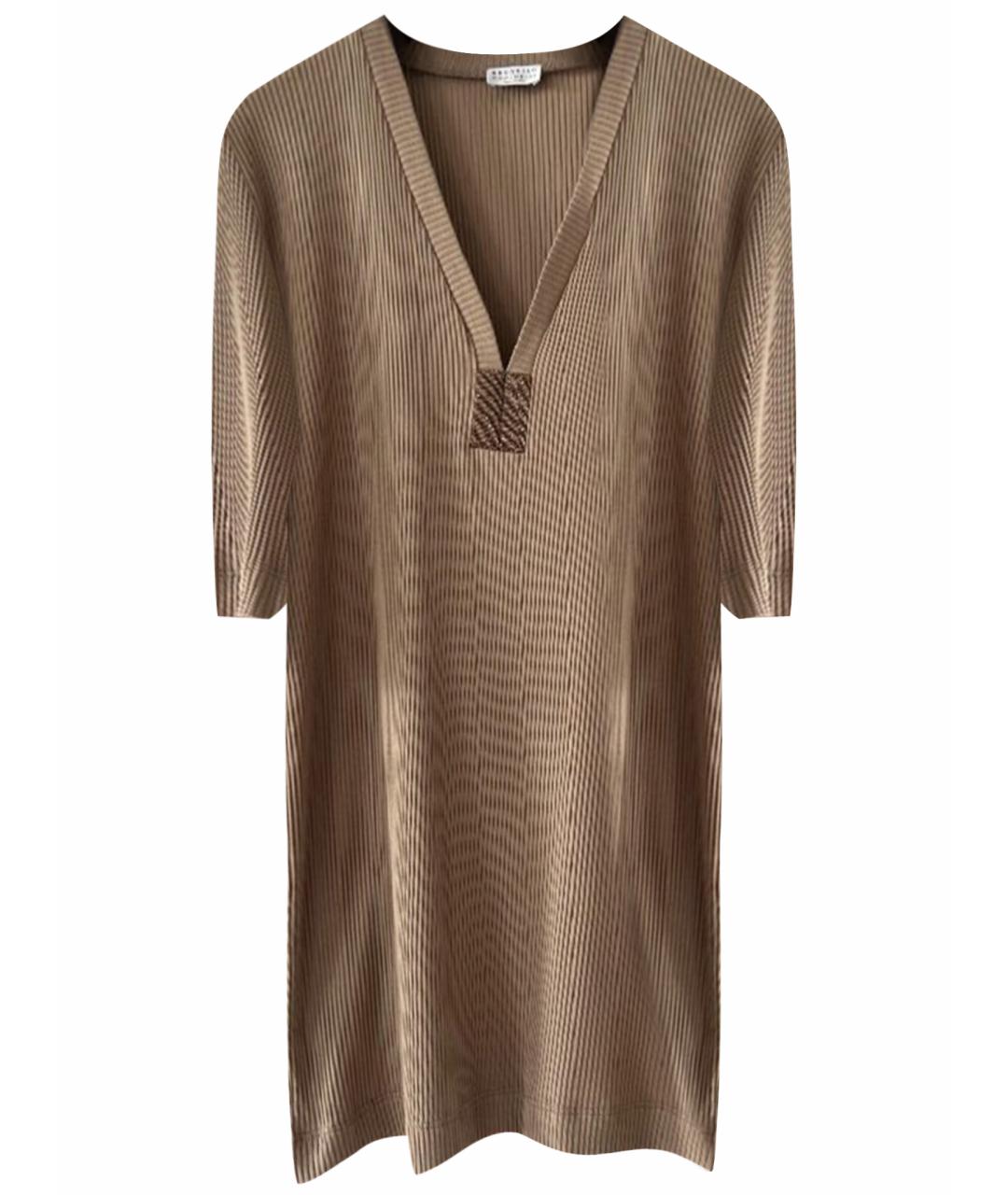 BRUNELLO CUCINELLI Коричневая хлопковая футболка, фото 1