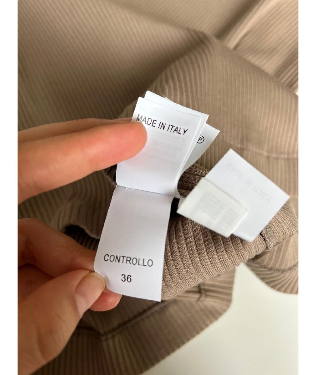 BRUNELLO CUCINELLI Коричневая хлопковая футболка, фото 9