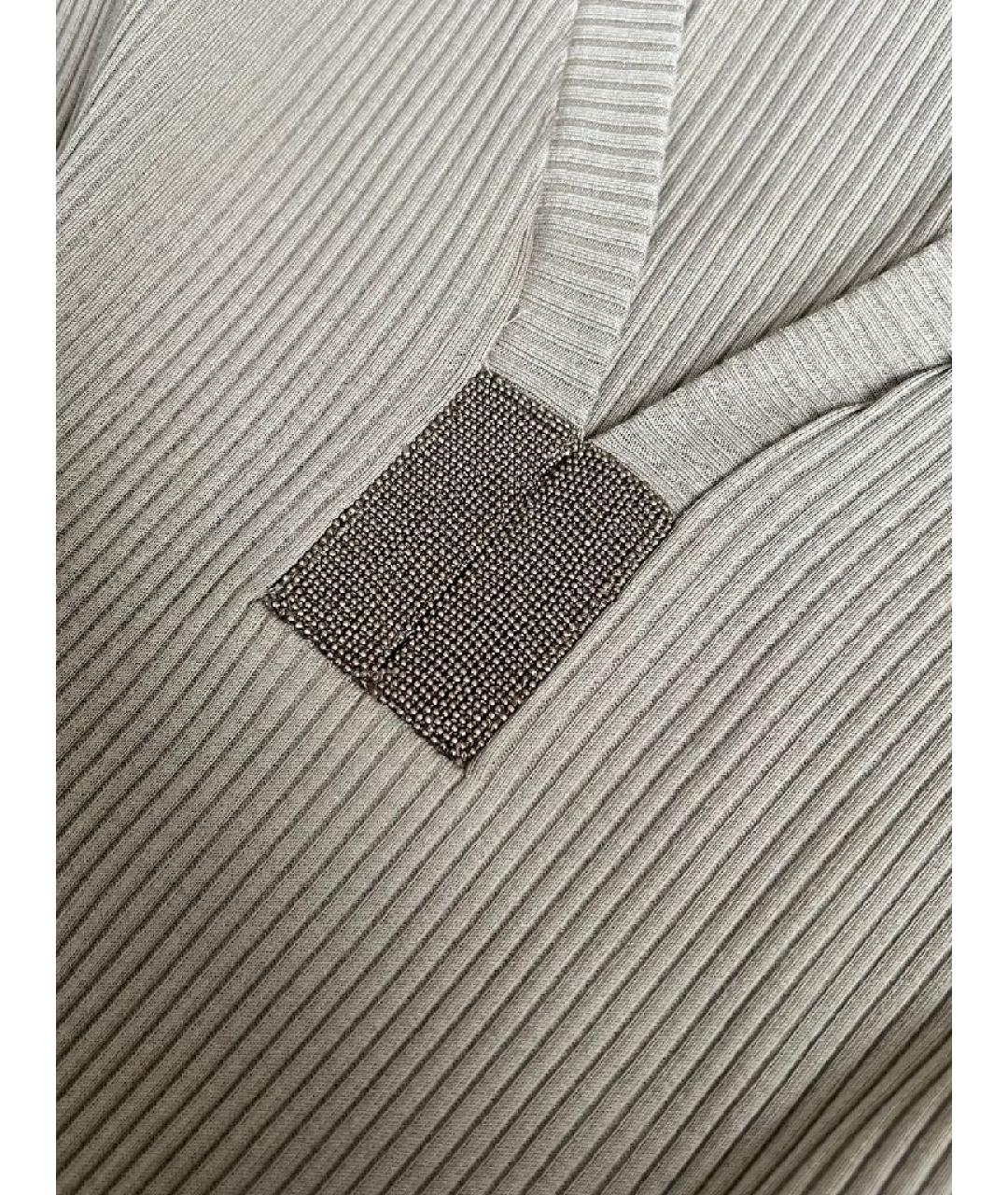 BRUNELLO CUCINELLI Коричневая хлопковая футболка, фото 4