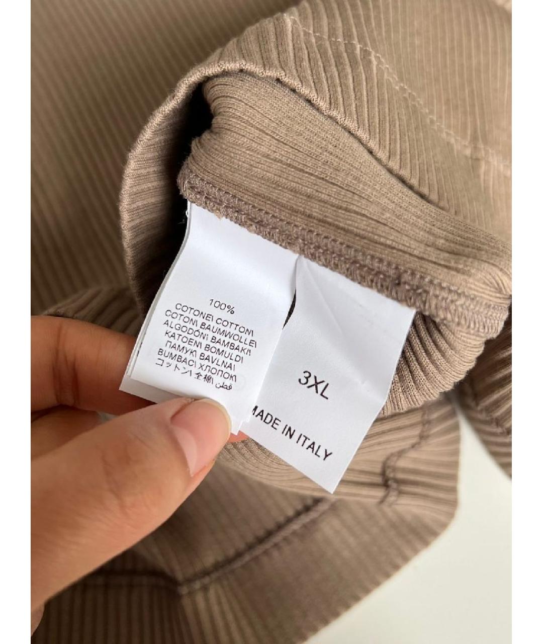 BRUNELLO CUCINELLI Коричневая хлопковая футболка, фото 8