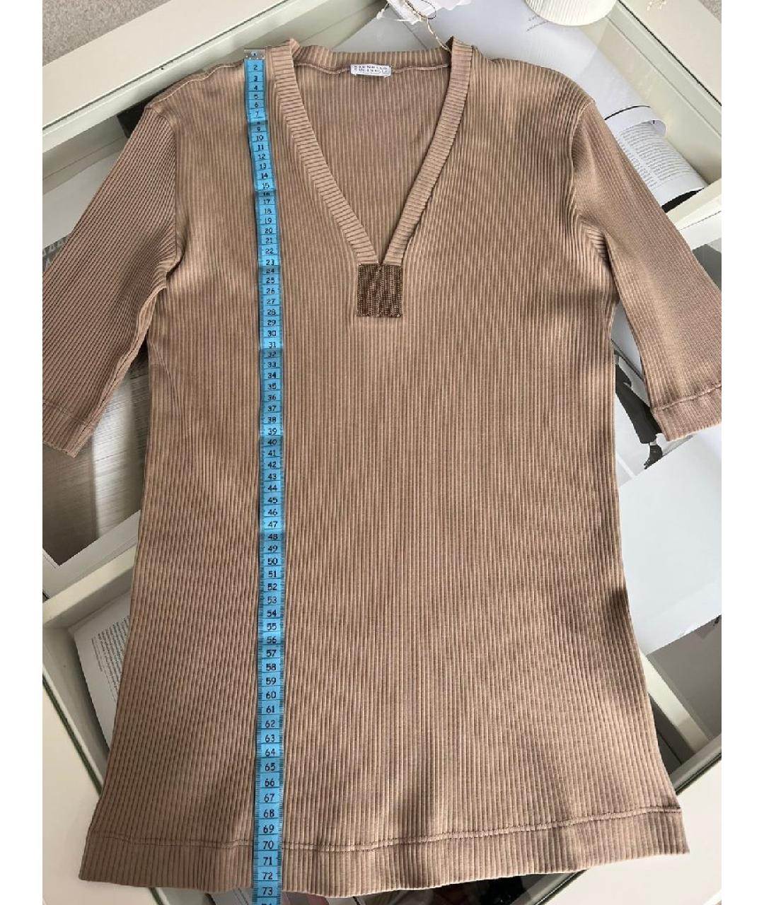 BRUNELLO CUCINELLI Коричневая хлопковая футболка, фото 7