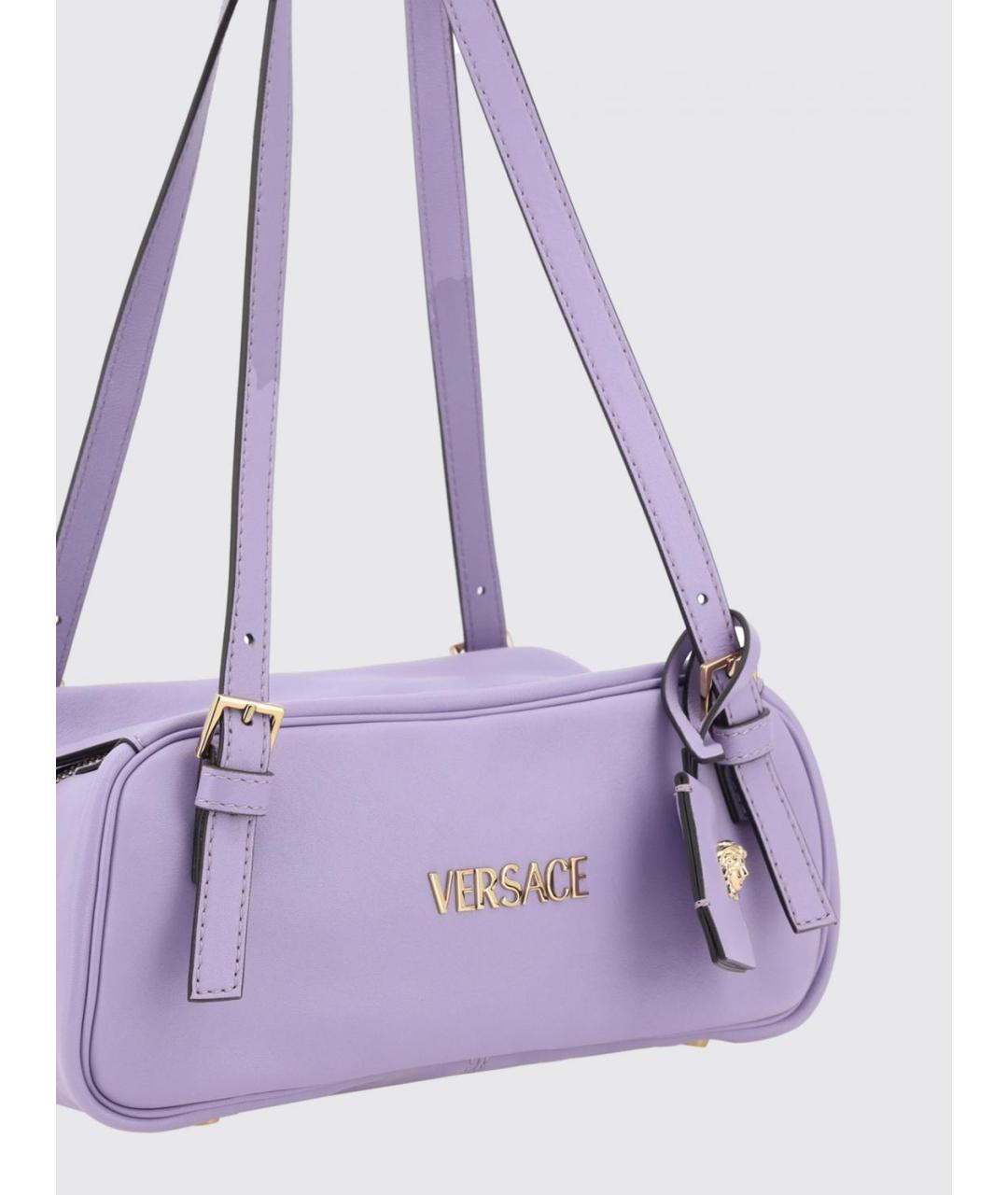 VERSACE Фиолетовая кожаная сумка через плечо, фото 3