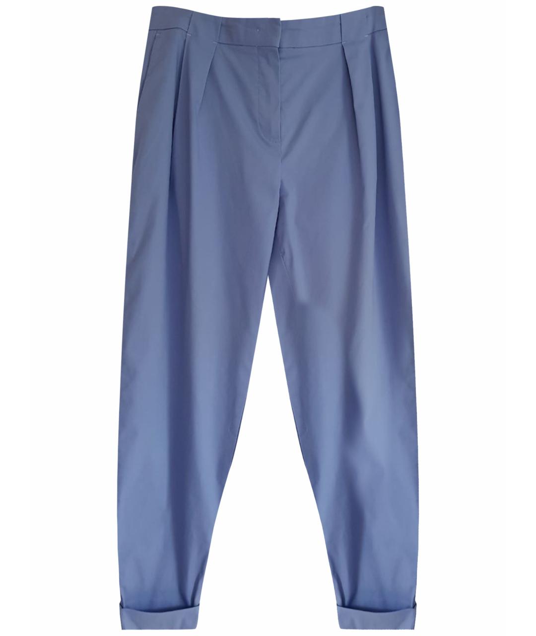 SPORTMAX Голубые хлопко-эластановые брюки широкие, фото 1