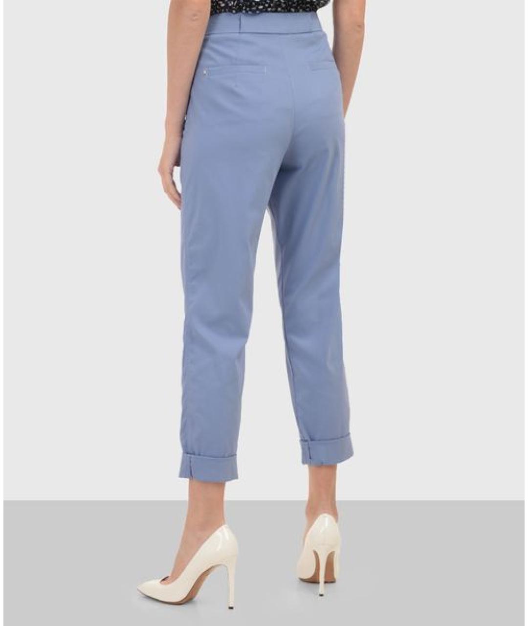 SPORTMAX Голубые хлопко-эластановые брюки широкие, фото 6