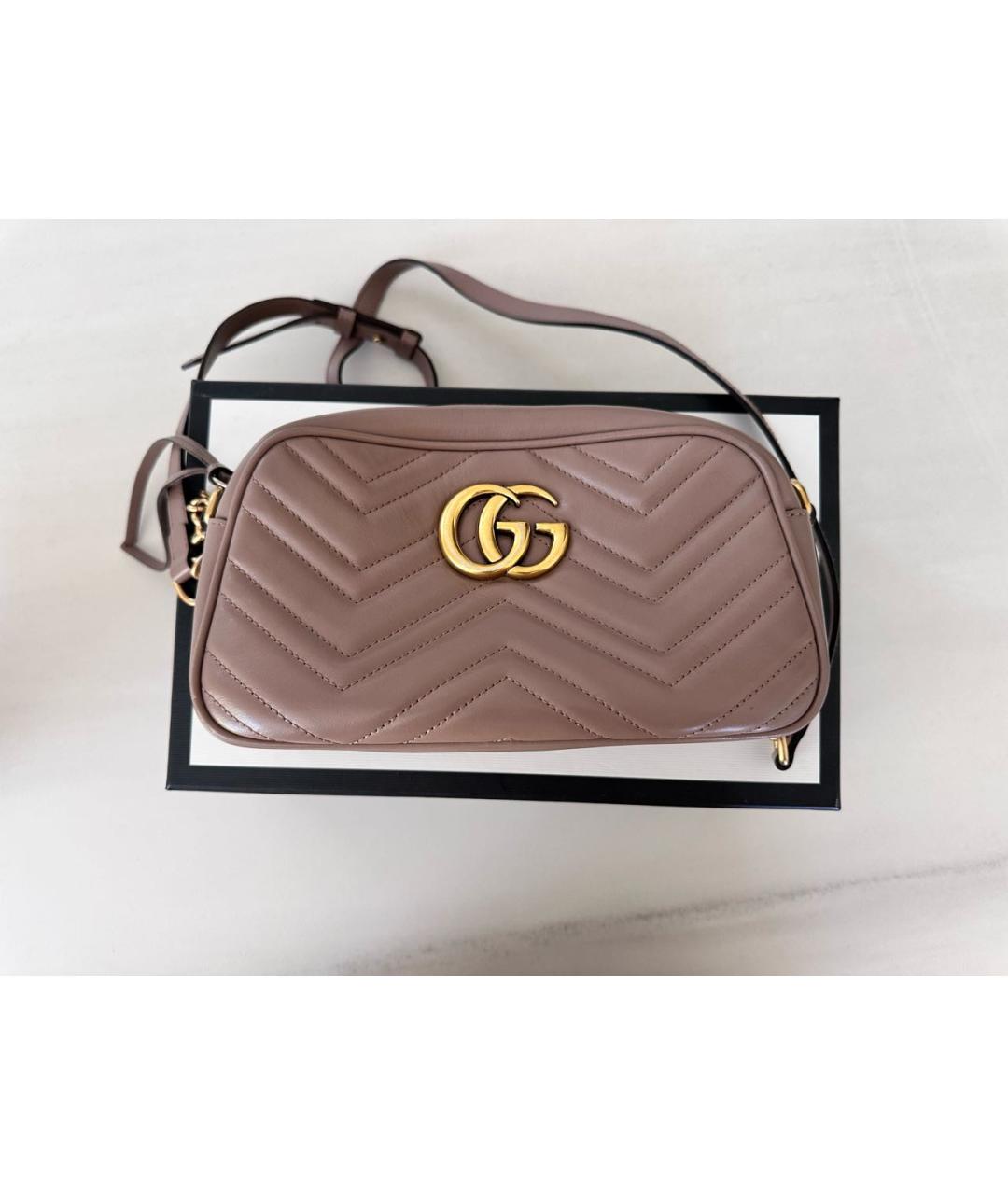 GUCCI Бежевая кожаная сумка через плечо, фото 9