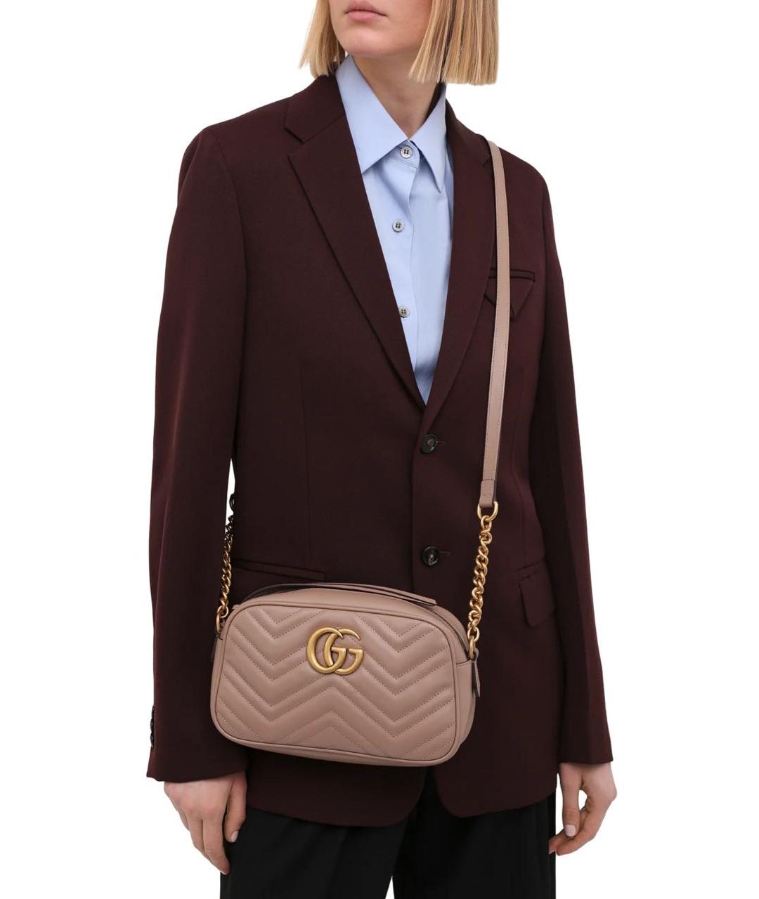 GUCCI Бежевая кожаная сумка через плечо, фото 7