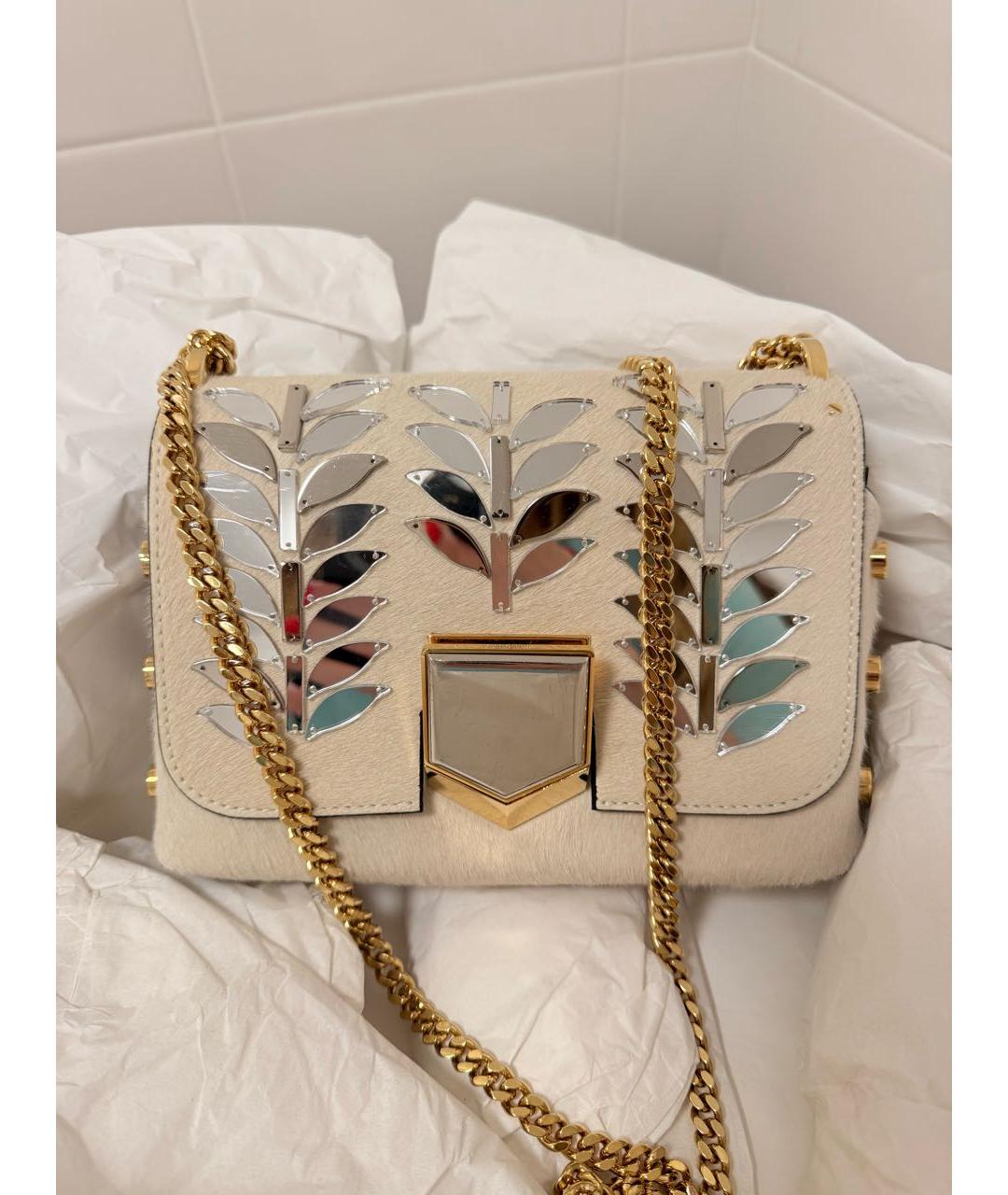 JIMMY CHOO Белая меховая сумка через плечо, фото 4