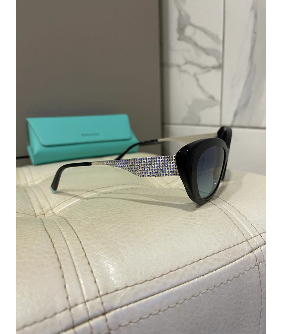 TIFFANY&CO Черные пластиковые солнцезащитные очки, фото 2