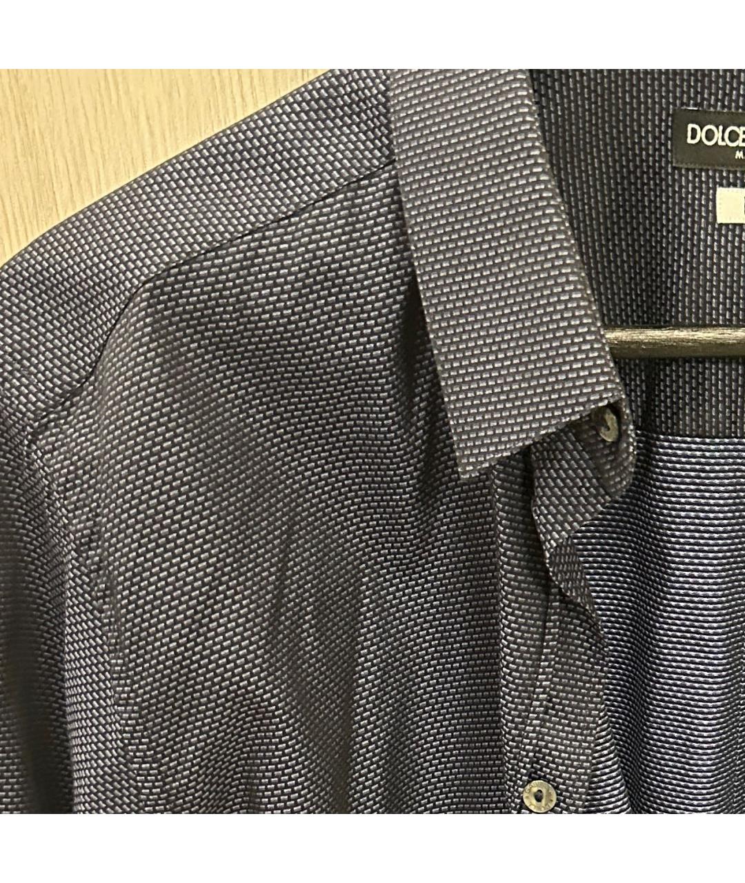 DOLCE&GABBANA Темно-синяя хлопко-полиэстеровая кэжуал рубашка, фото 3