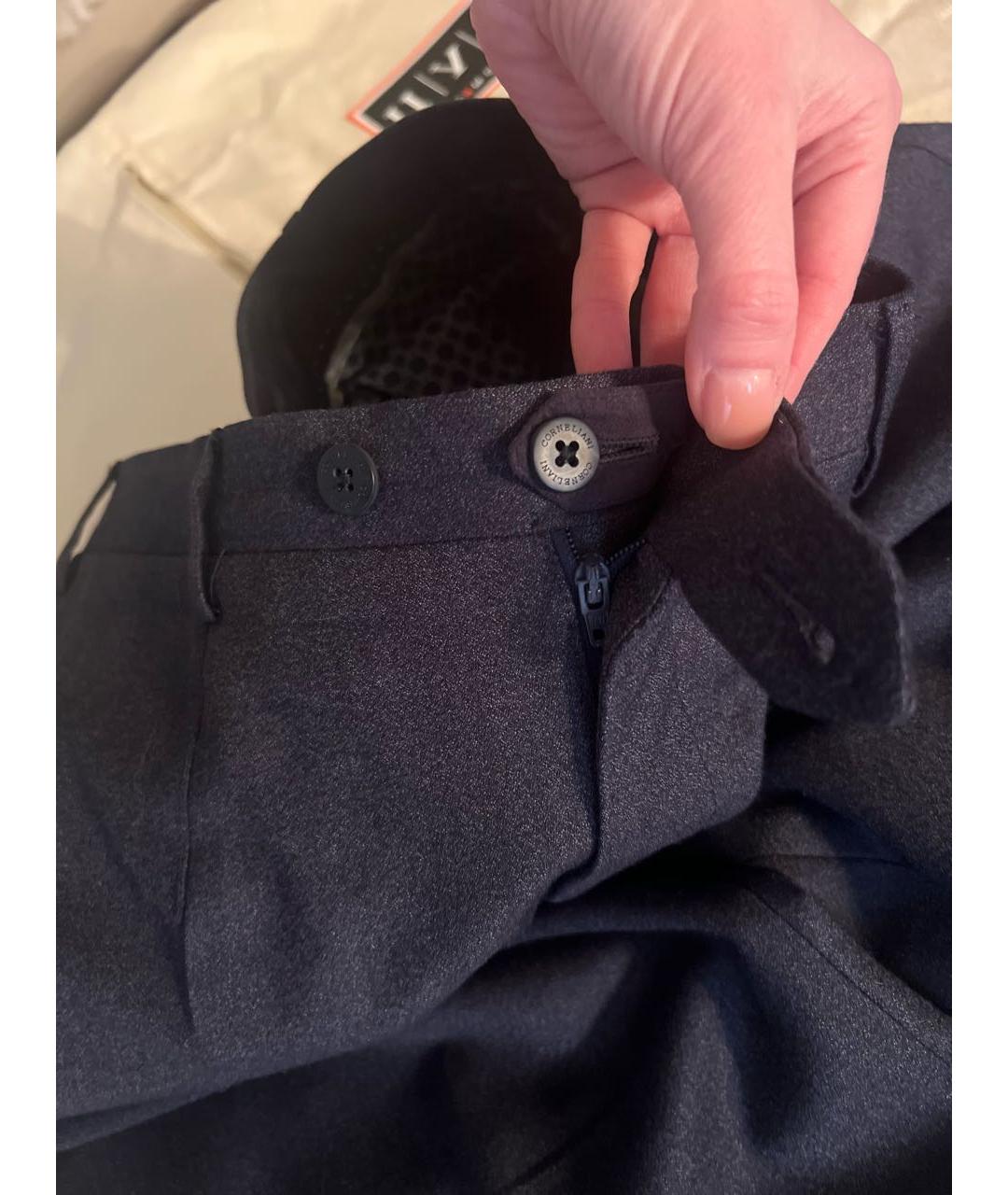 CORNELIANI Синие шерстяные классические брюки, фото 2