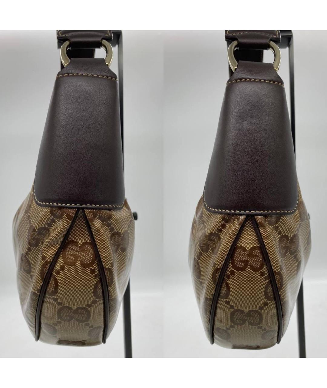 GUCCI Коричневая сумка с короткими ручками из лакированной кожи, фото 3
