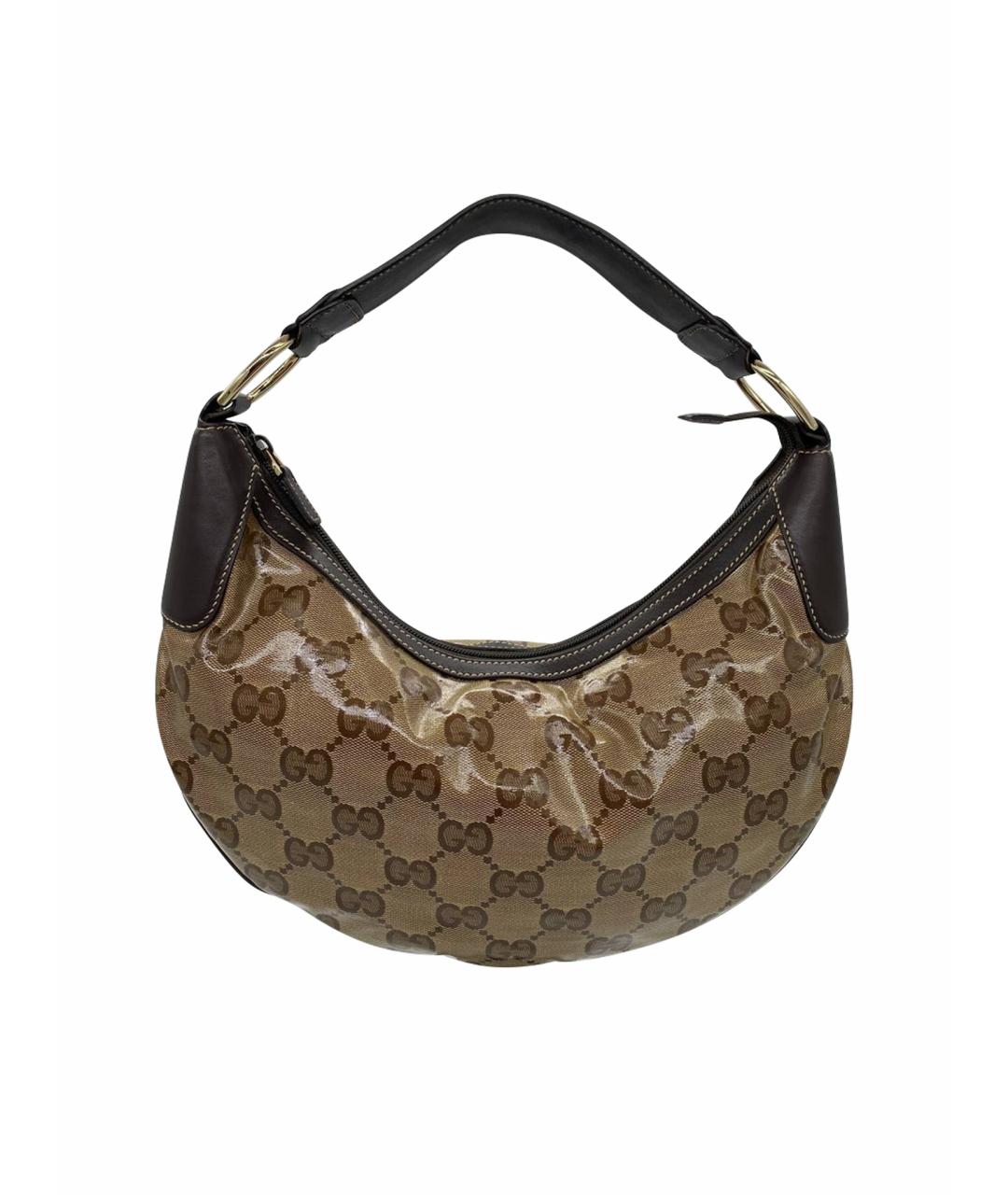 GUCCI Коричневая сумка с короткими ручками из лакированной кожи, фото 1