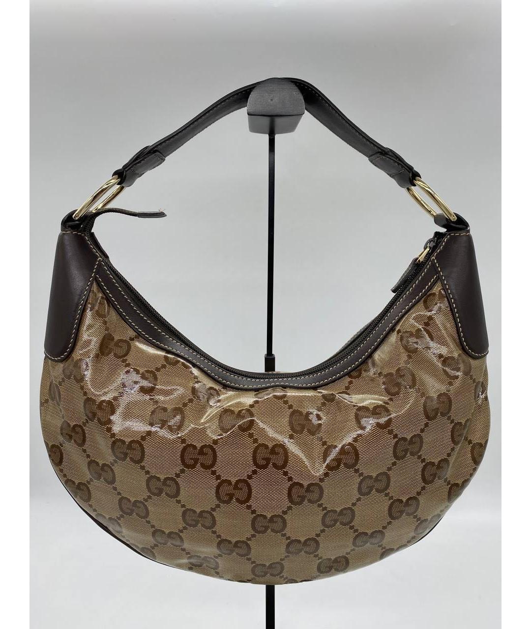 GUCCI Коричневая сумка с короткими ручками из лакированной кожи, фото 2
