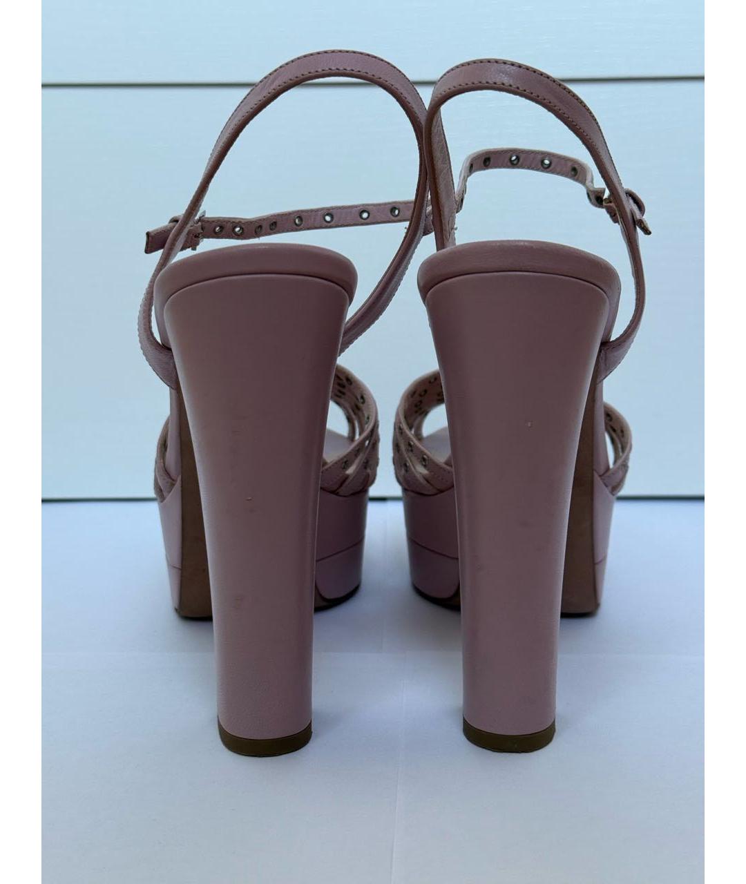 VALENTINO Розовые кожаные босоножки, фото 4