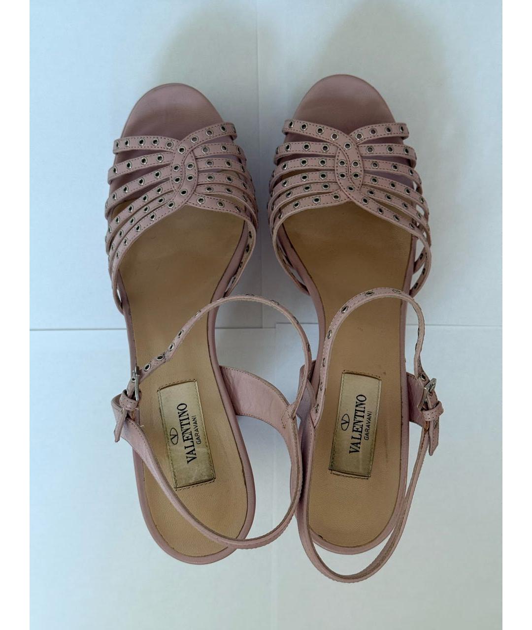 VALENTINO Розовые кожаные босоножки, фото 3