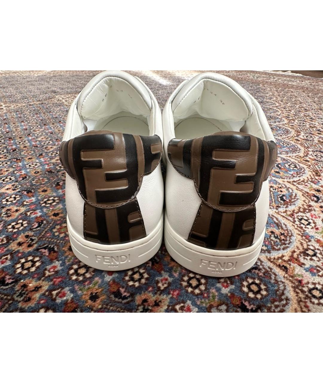FENDI Белые кожаные слипоны, фото 4