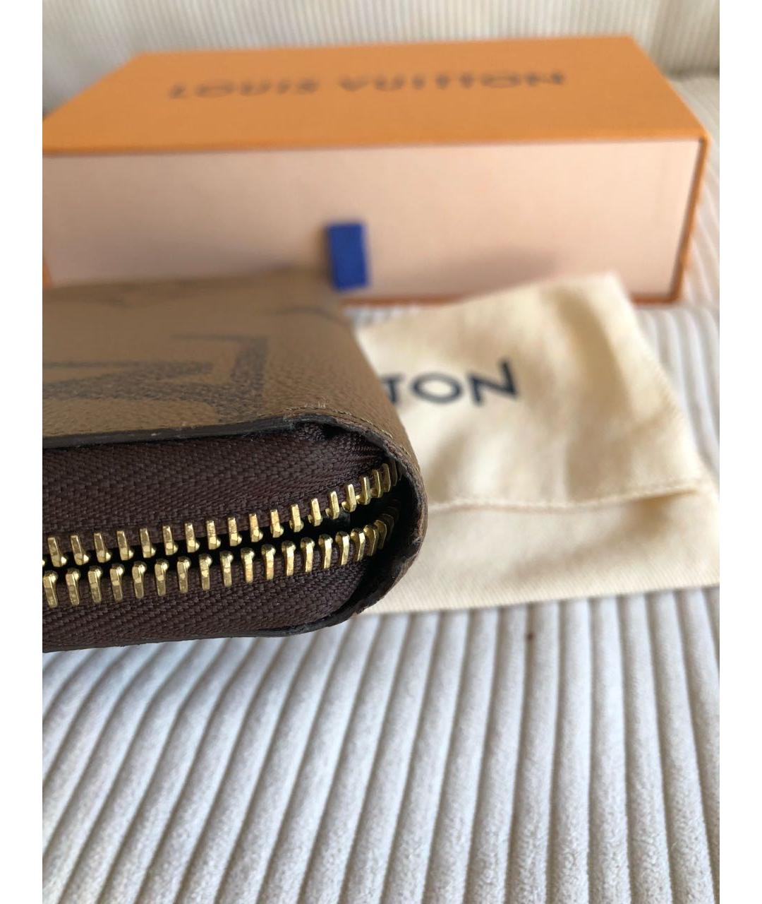 LOUIS VUITTON Коричневый кожаный кошелек, фото 6