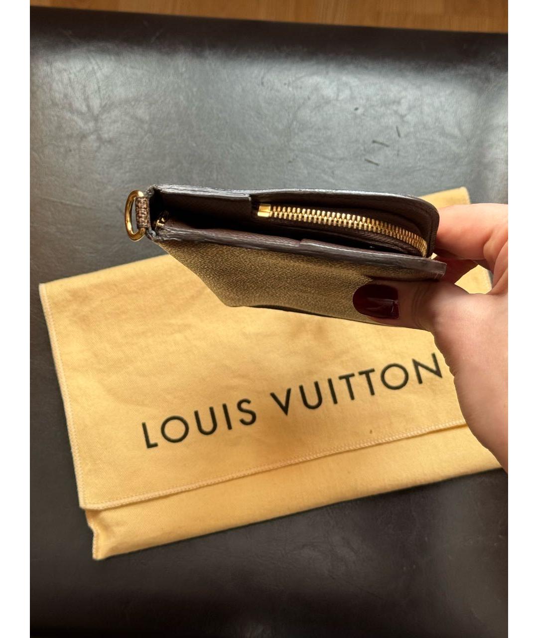 LOUIS VUITTON Коричневый кожаный кошелек, фото 5