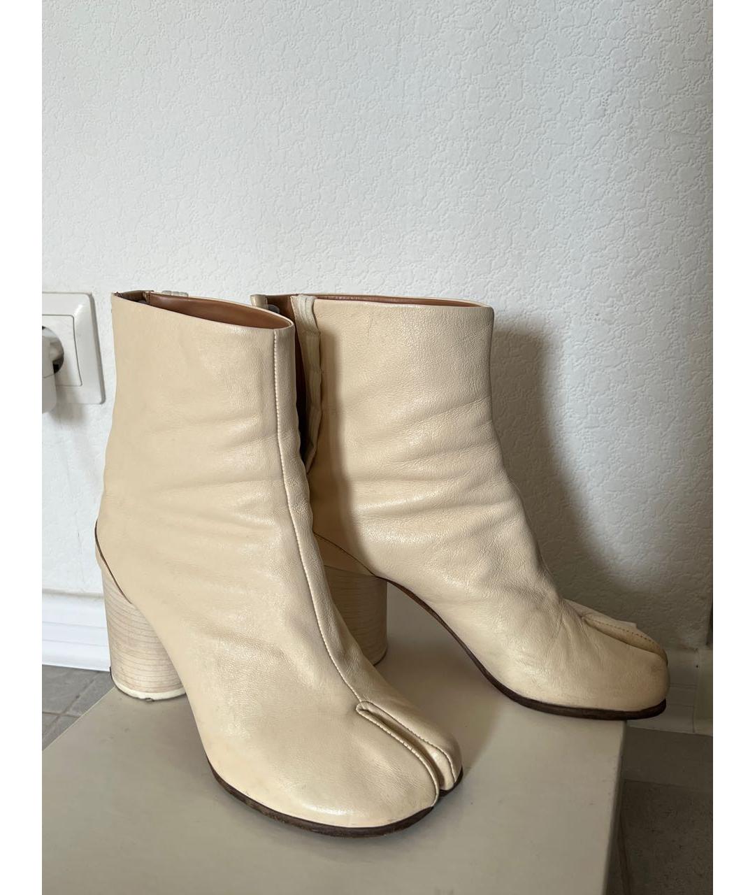 MAISON MARGIELA Белые кожаные ботильоны, фото 6