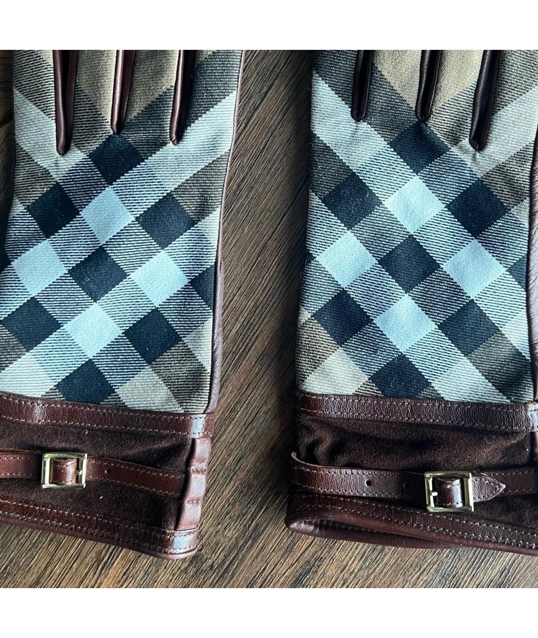 BURBERRY Коричневые кожаные перчатки, фото 3