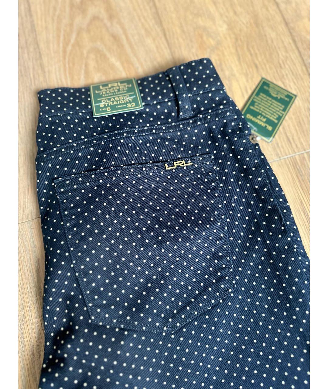 RALPH LAUREN Синие хлопковые прямые джинсы, фото 6