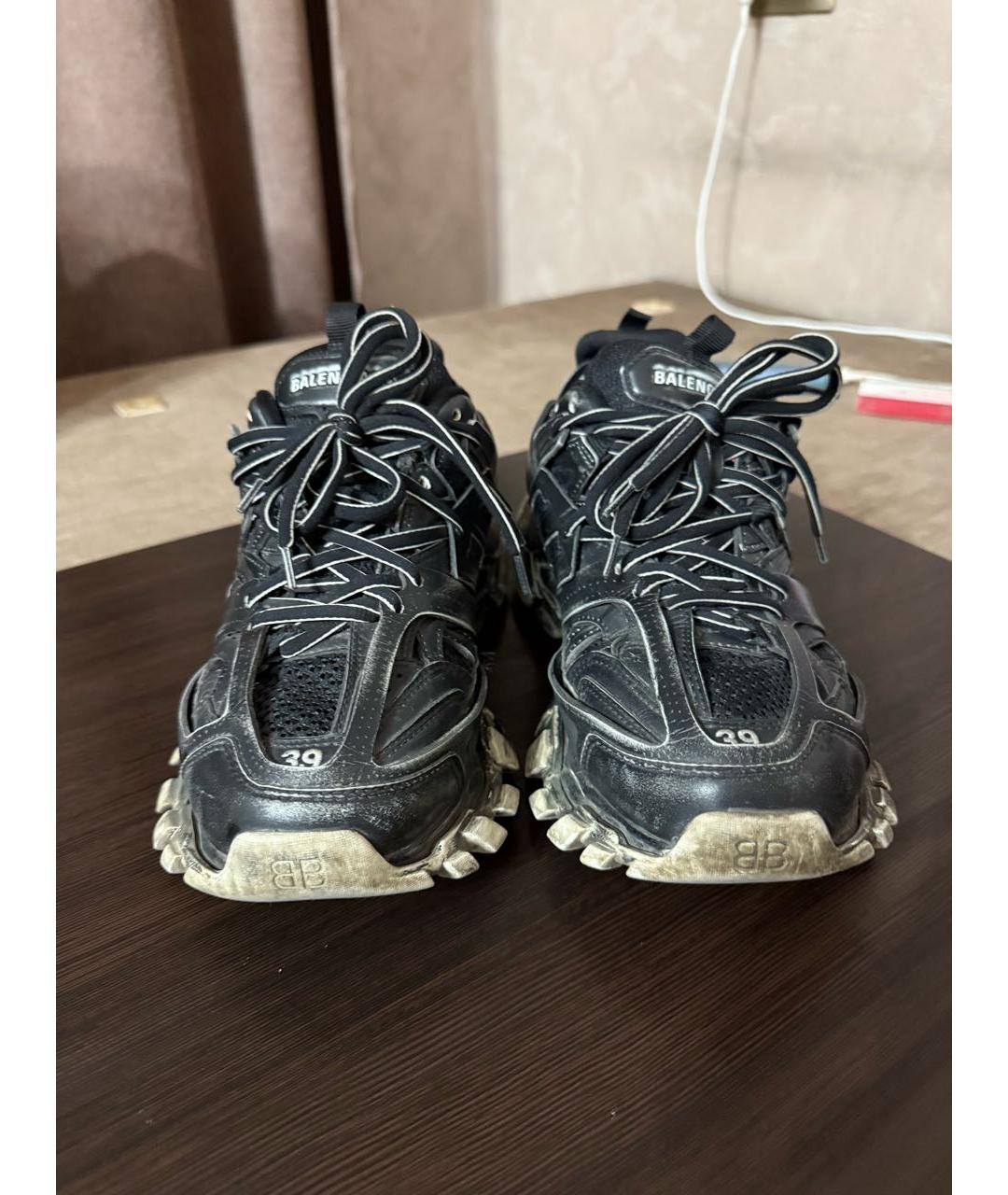 BALENCIAGA Черные кожаные кроссовки, фото 2