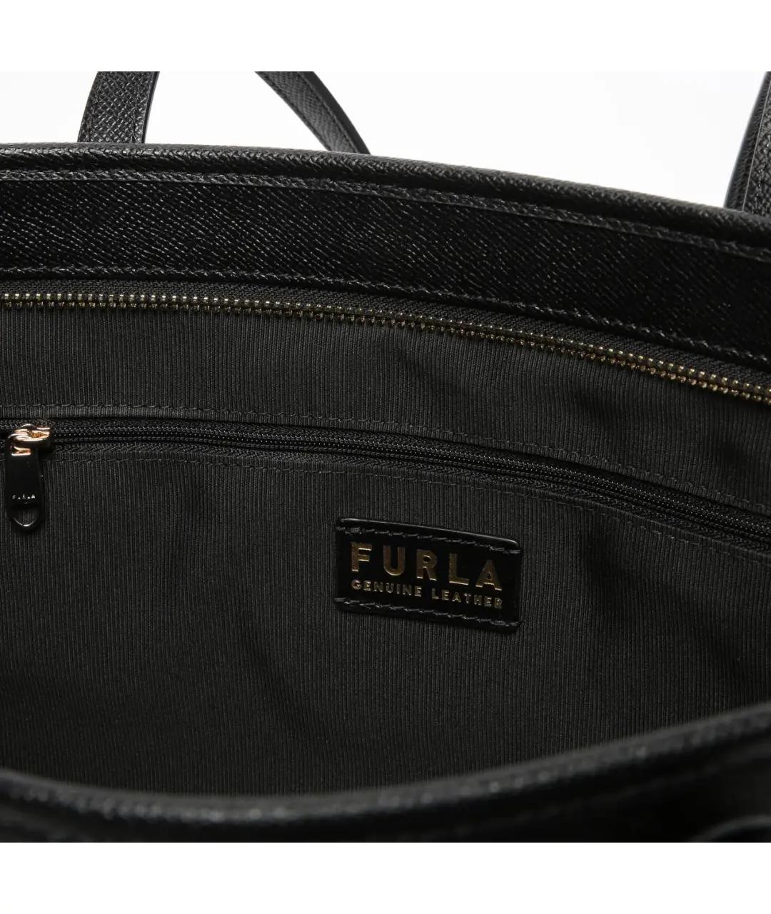 FURLA Черная кожаная сумка тоут, фото 4