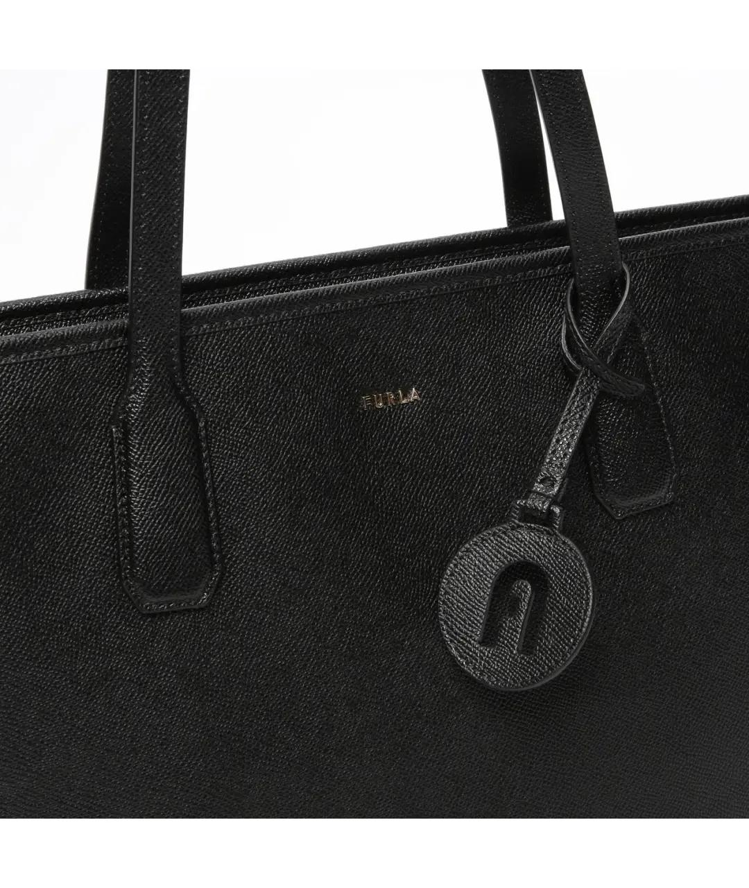 FURLA Черная кожаная сумка тоут, фото 5