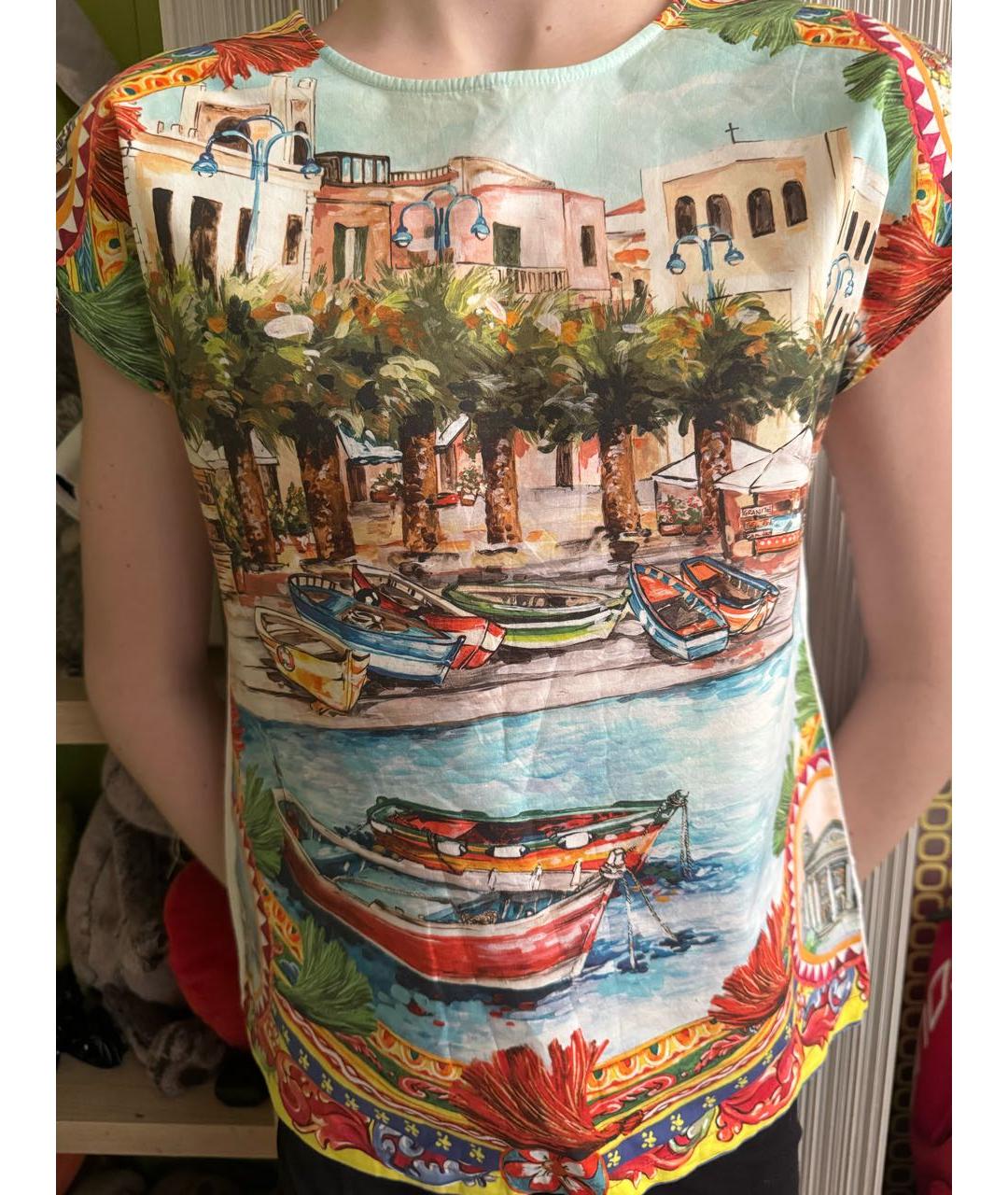 DOLCE&GABBANA Голубой хлопковый детская футболка / топ, фото 2