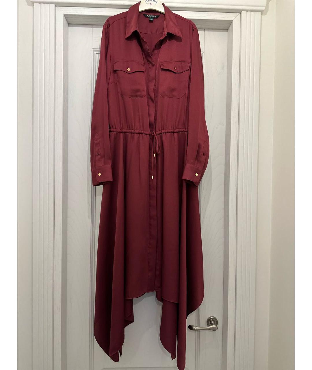 RALPH LAUREN Бордовое полиэстеровое повседневное платье, фото 4
