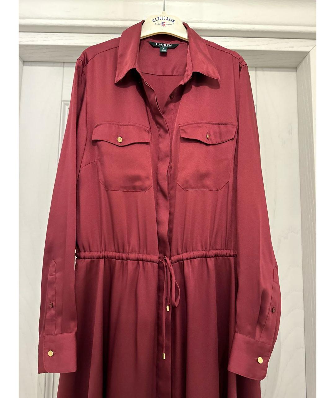 RALPH LAUREN Бордовое полиэстеровое повседневное платье, фото 6