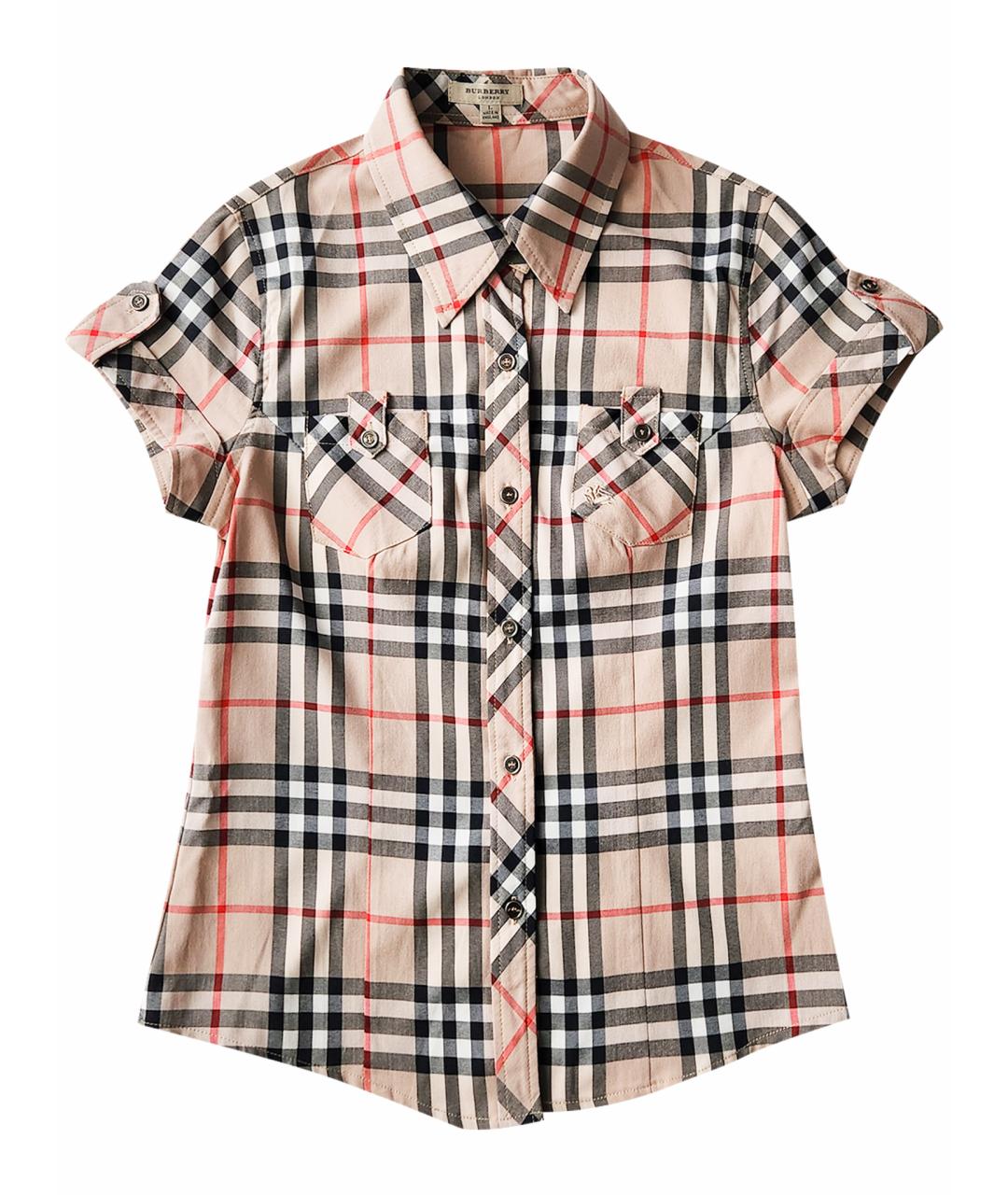 BURBERRY Бежевая хлопко-эластановая рубашка, фото 1