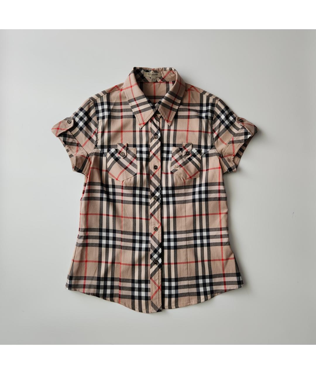 BURBERRY Бежевая хлопко-эластановая рубашка, фото 8