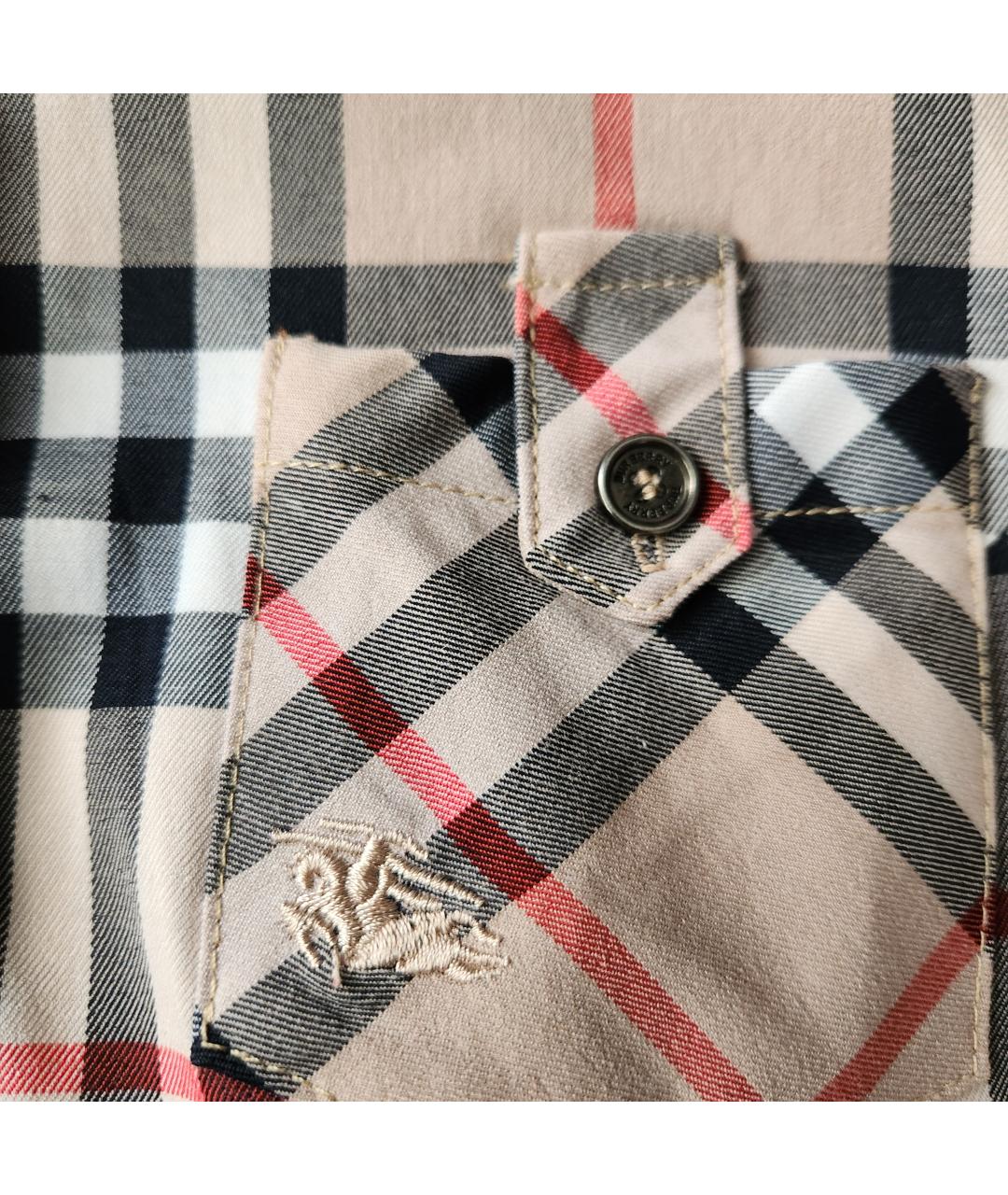 BURBERRY Бежевая хлопко-эластановая рубашка, фото 4