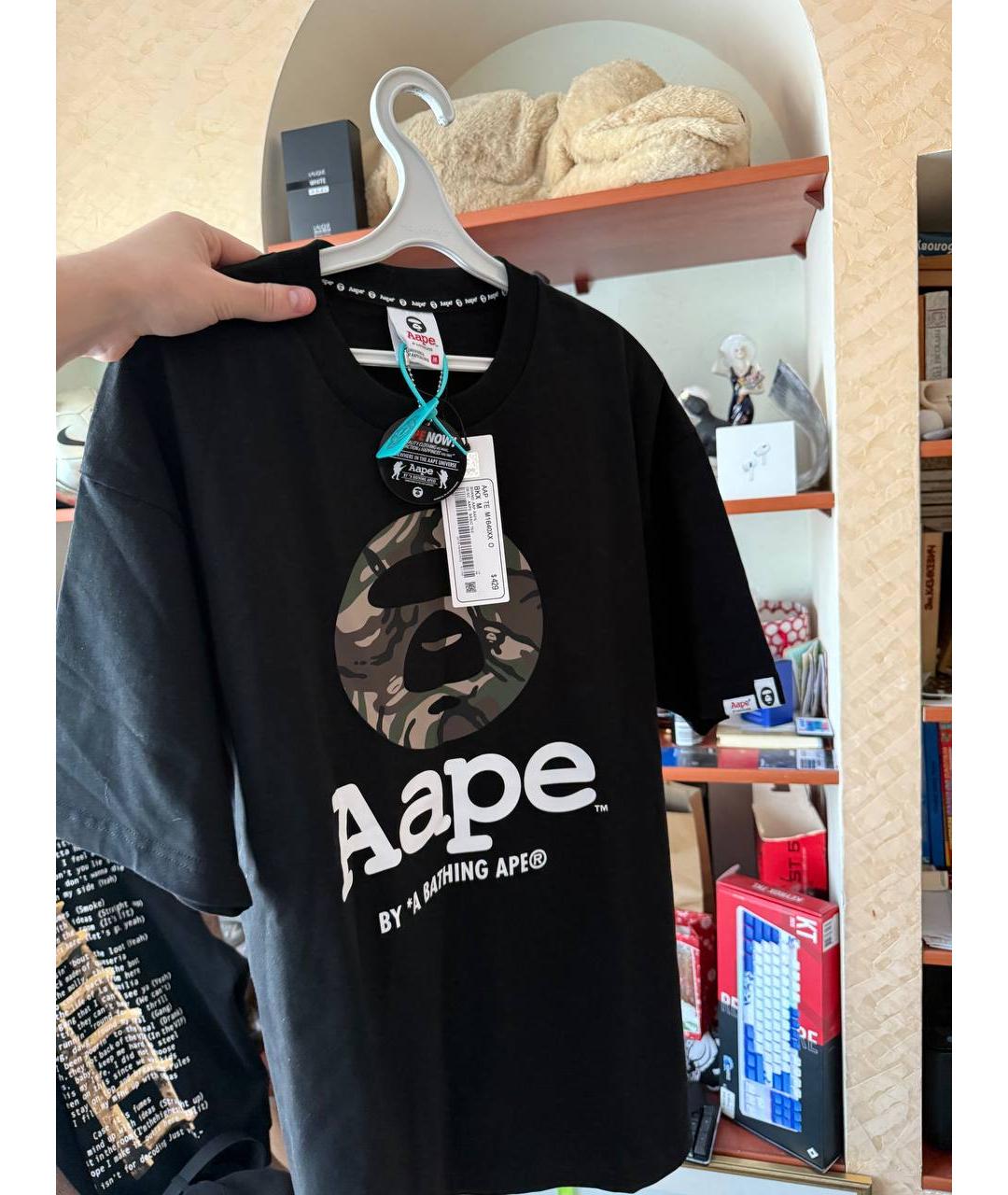 A BATHING APE Черная синтетическая футболка, фото 3