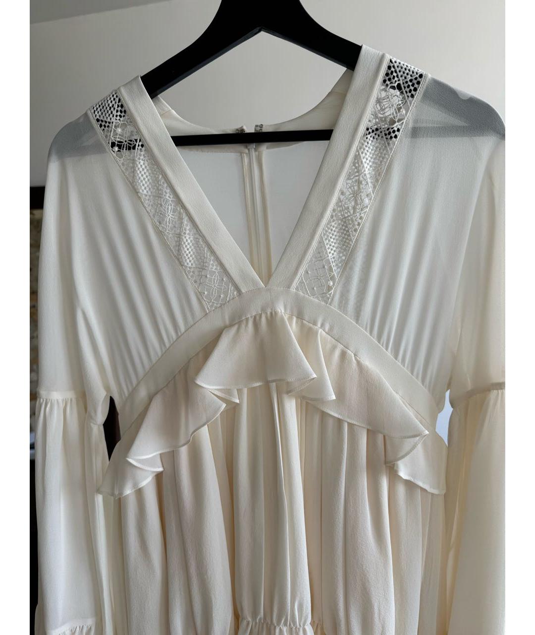 SAINT LAURENT Бежевое шелковое повседневное платье, фото 3