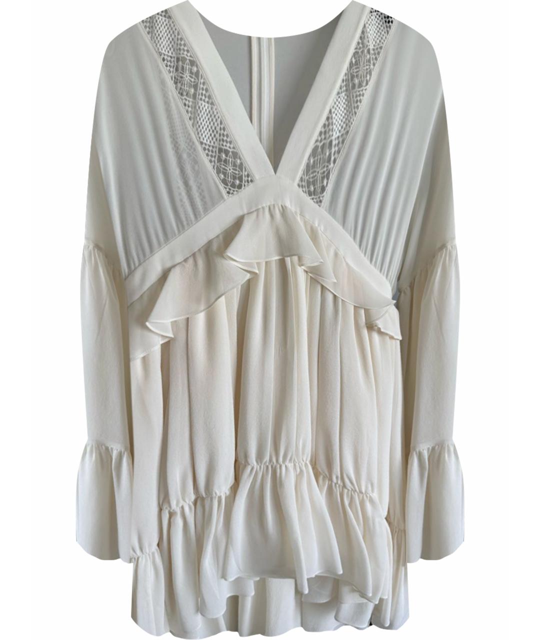 SAINT LAURENT Бежевое шелковое повседневное платье, фото 1