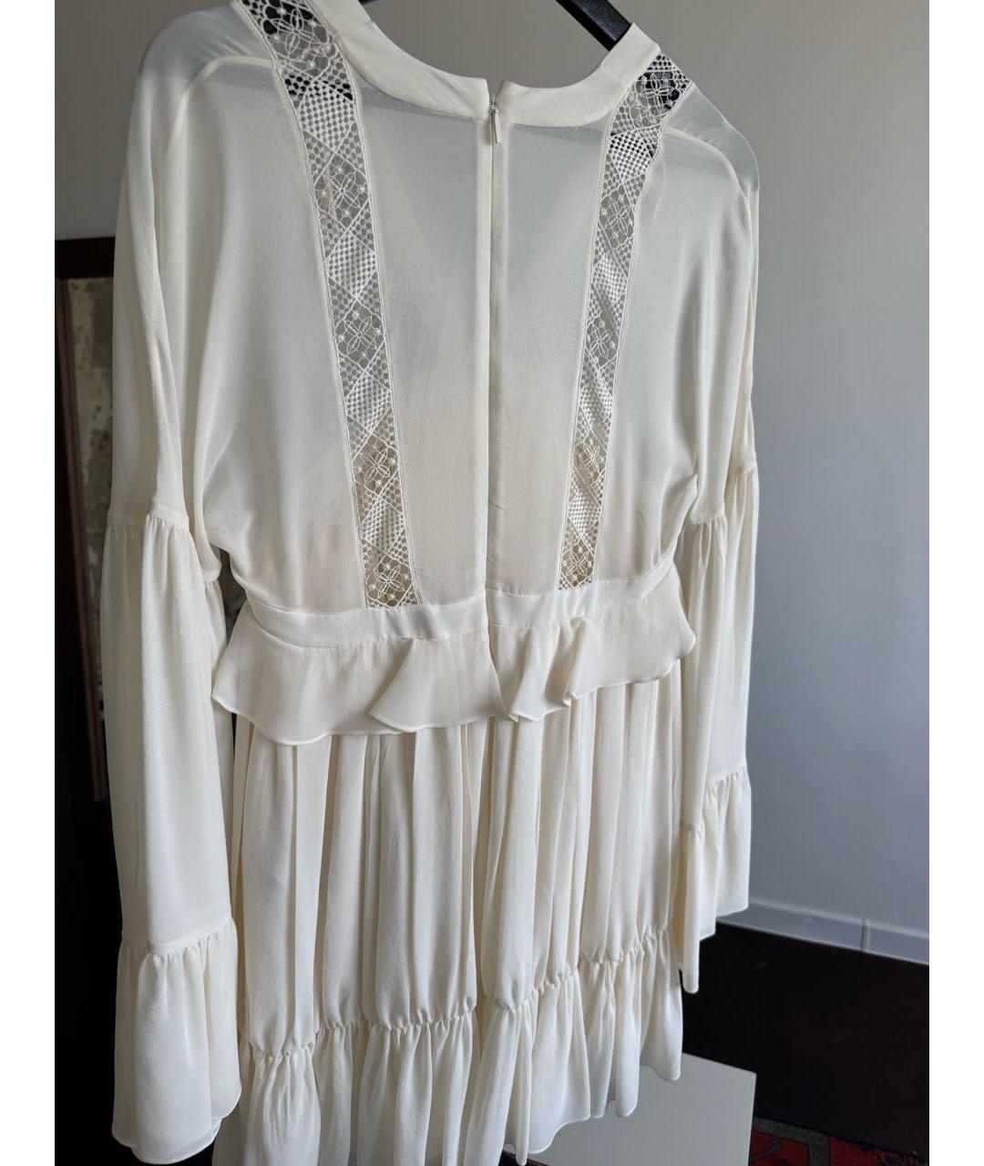 SAINT LAURENT Бежевое шелковое повседневное платье, фото 2