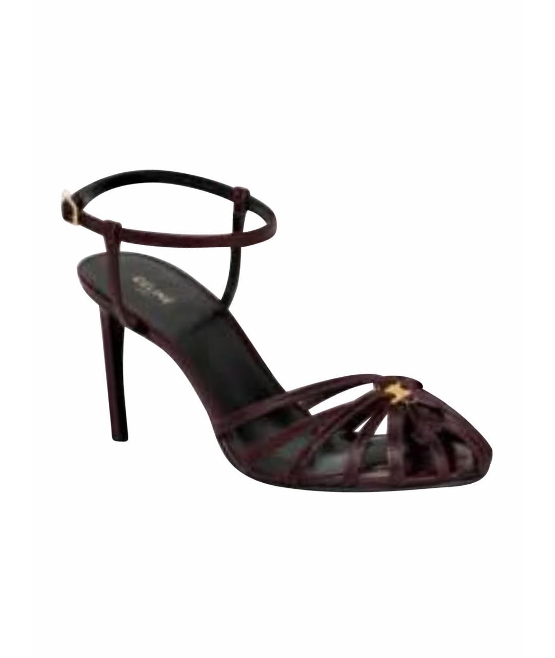 CELINE Бордовые кожаные босоножки, фото 1