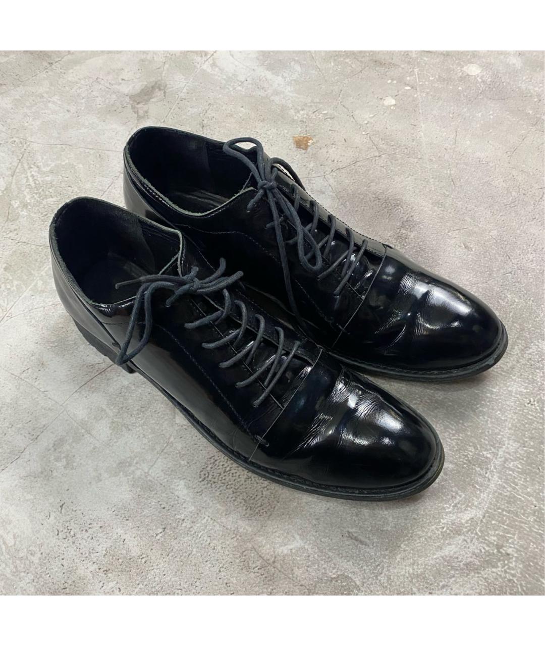 YOHJI YAMAMOTO Черные кожаные брогги и оксфорды, фото 4