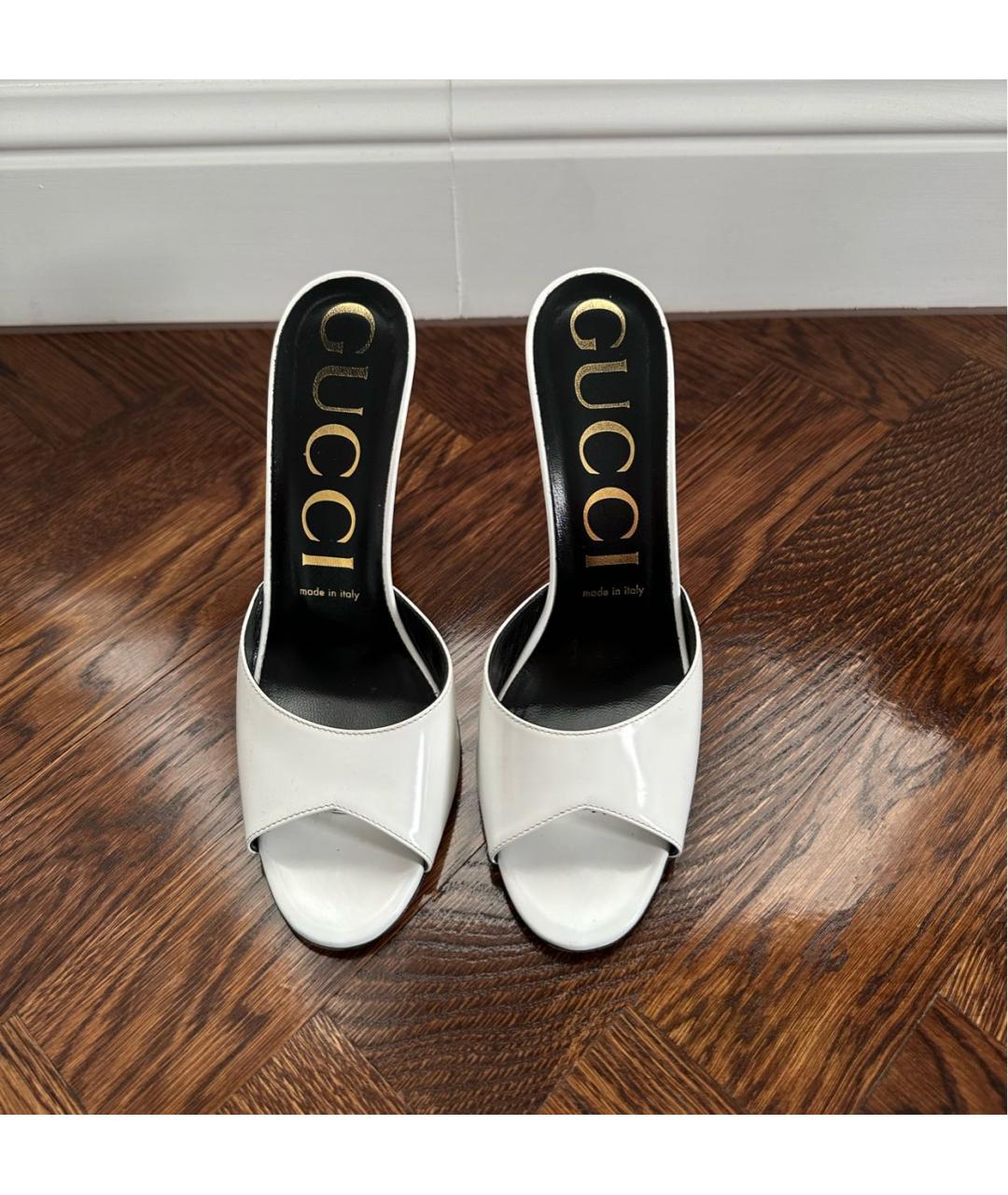 GUCCI Белые кожаные мюли, фото 3