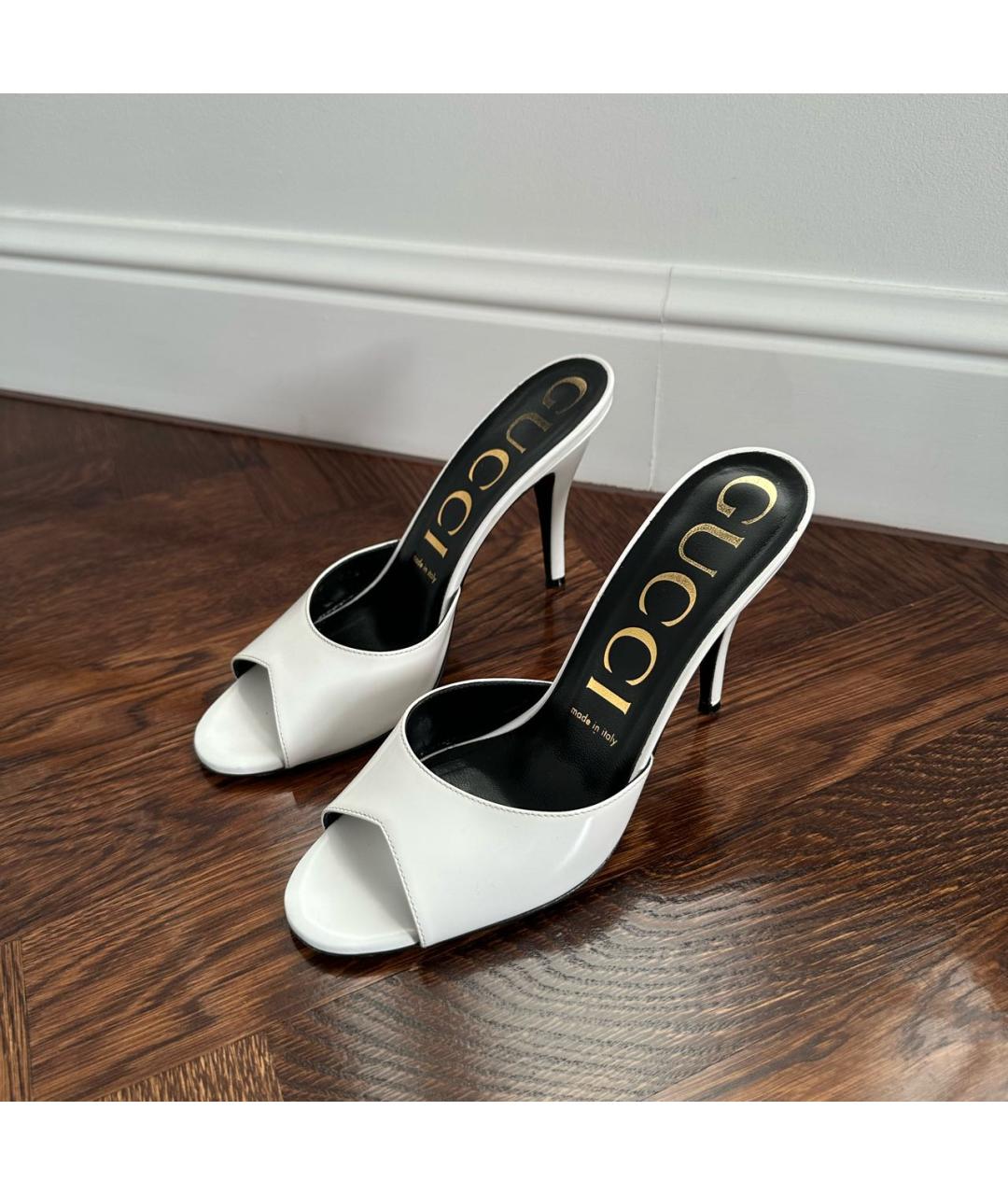 GUCCI Белые кожаные мюли, фото 8