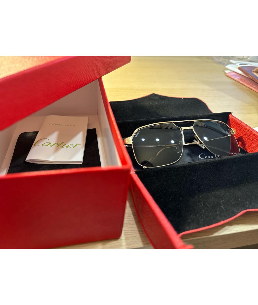 CARTIER Золотые металлические солнцезащитные очки, фото 6