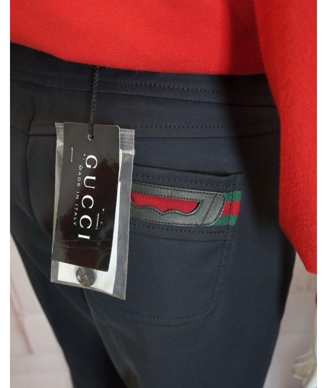 GUCCI Черные хлопковые прямые брюки, фото 5