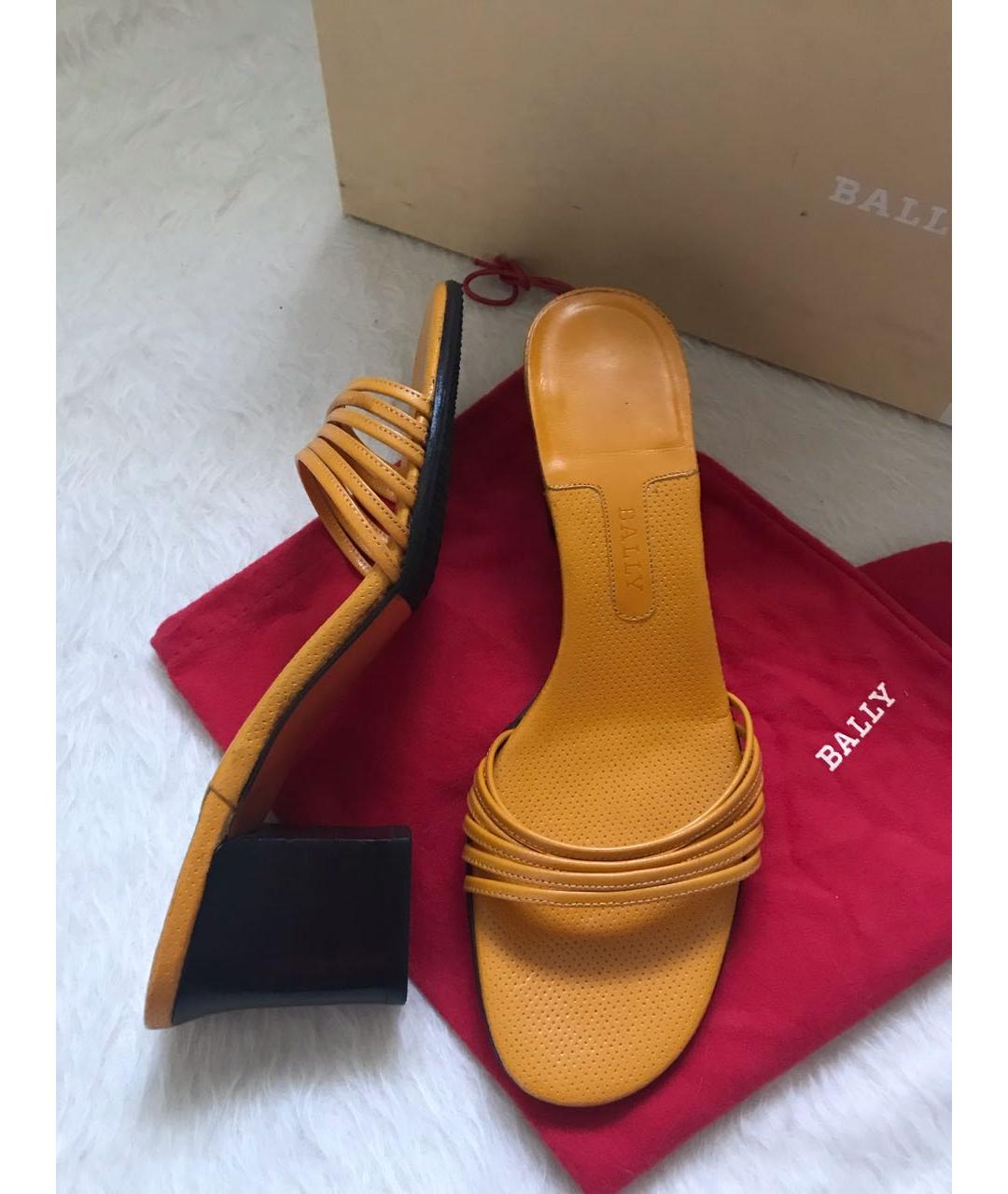 BALLY Оранжевое кожаные мюли, фото 4