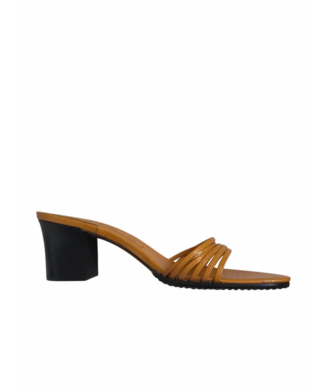 BALLY Оранжевое кожаные мюли, фото 1
