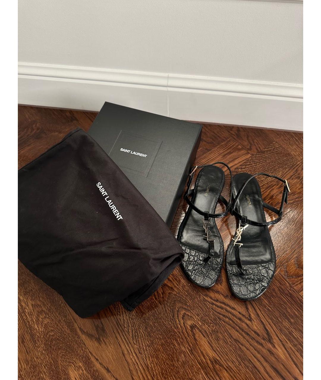 SAINT LAURENT Черные кожаные сандалии, фото 6