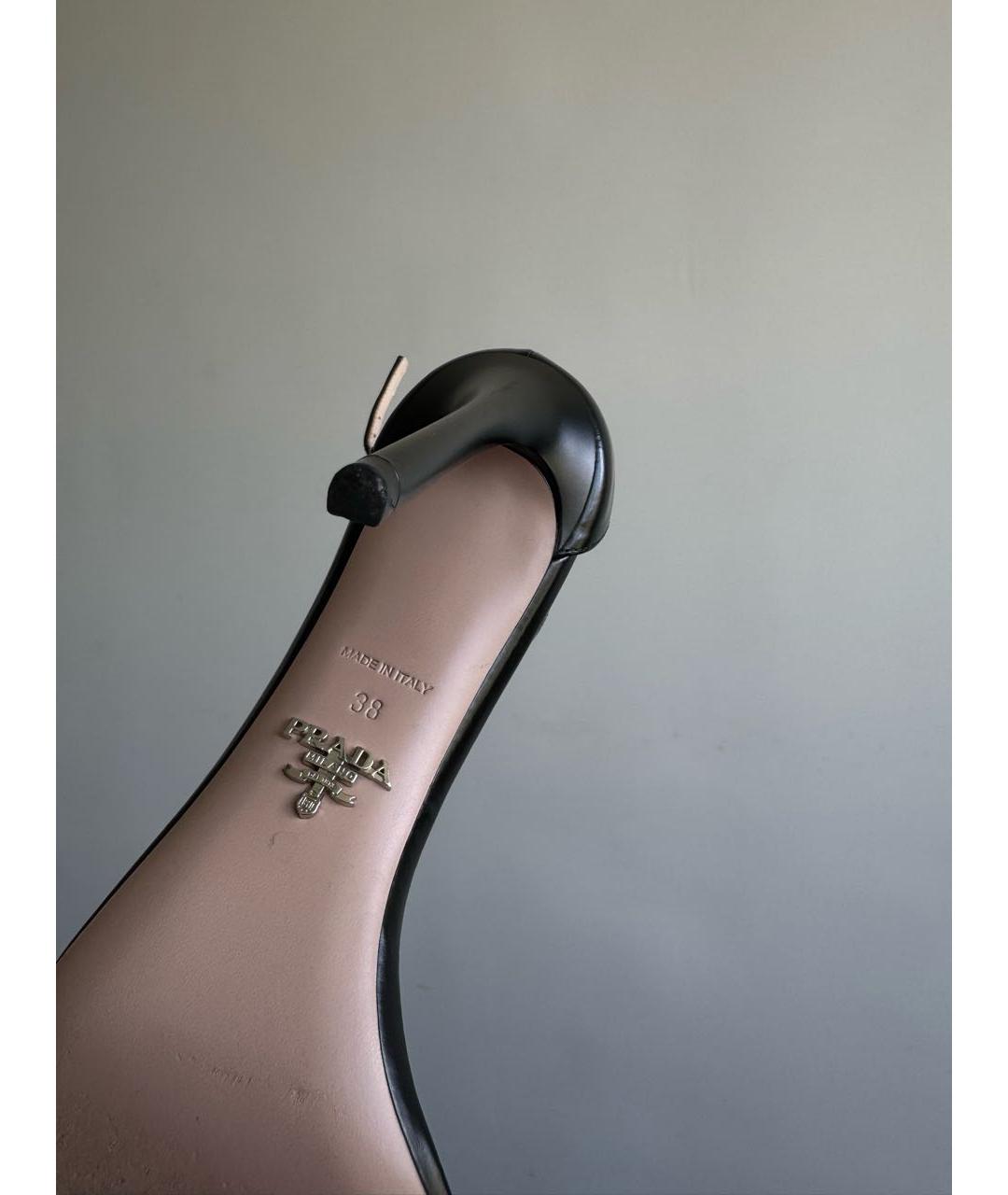 PRADA Черные кожаные босоножки, фото 6