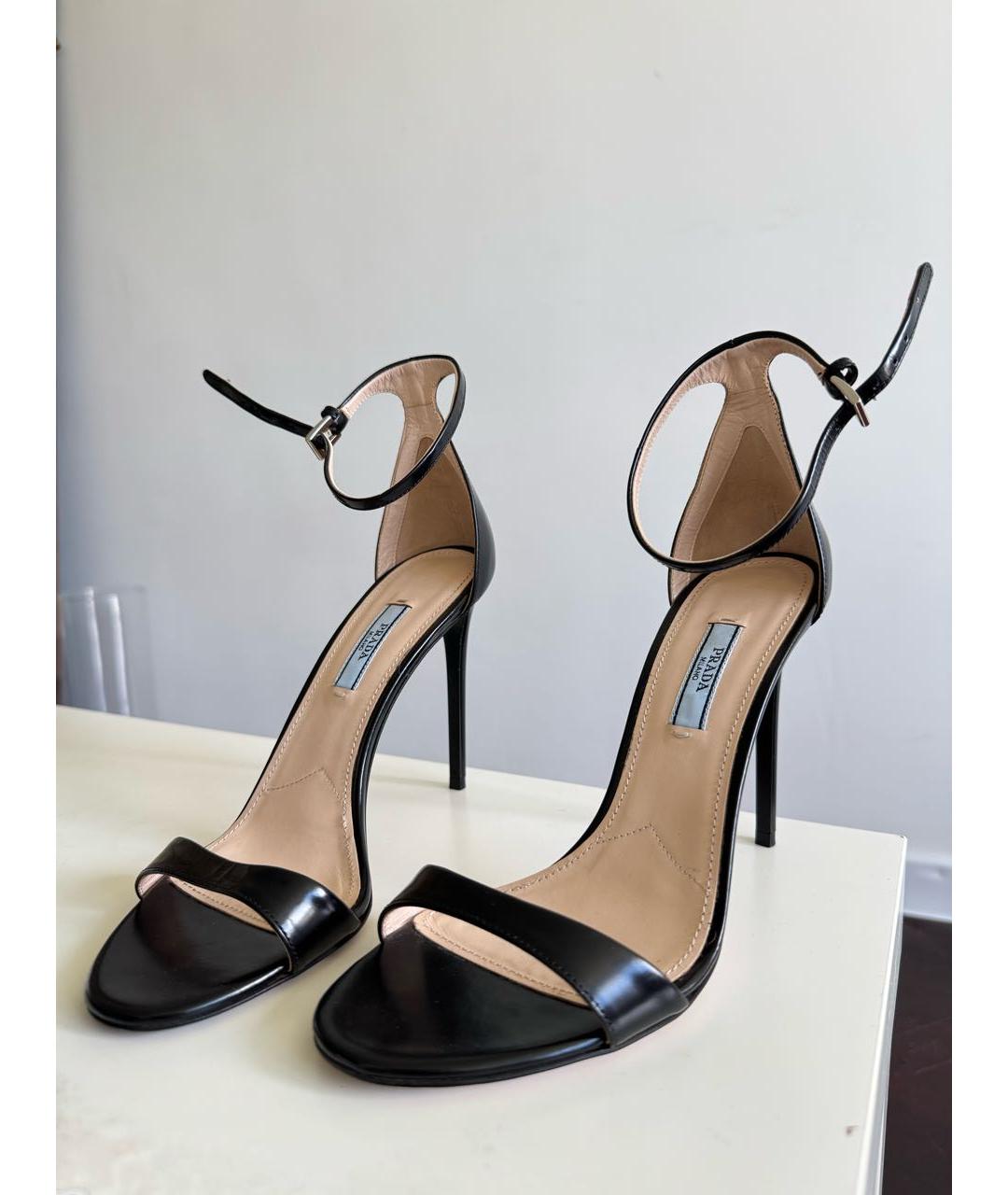 PRADA Черные кожаные босоножки, фото 3